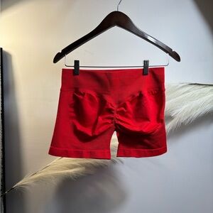 (#68) Red Women’s High-Waist Scrunch-Back Shorts